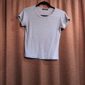 Light blue and white striped tee shirt